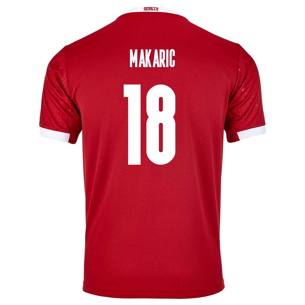 Női Szerb labdarúgó-válogatott Milan Makaric #18 Hazai Piros 2021 Mez Póló Ing
