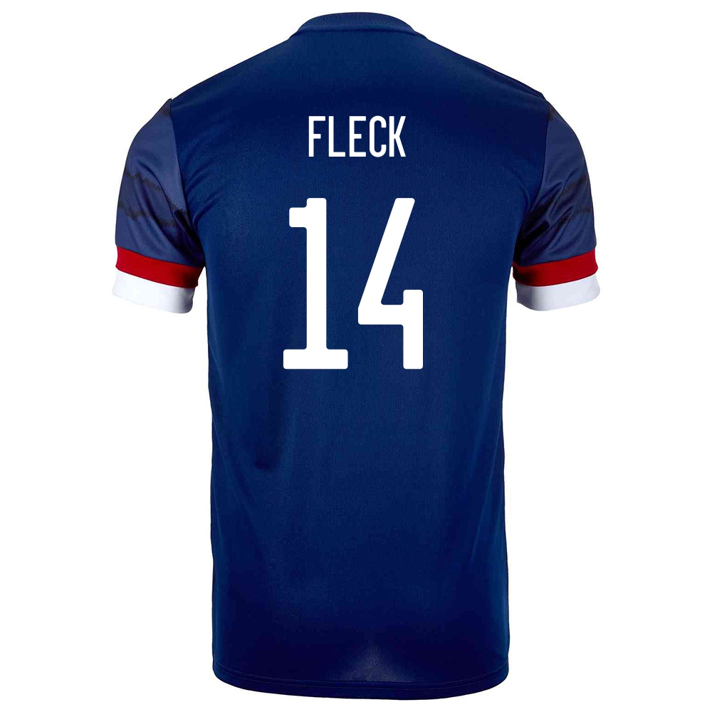 Női Skót labdarúgó-válogatott John Fleck #14 Hazai Sötétkék 2021 Mez Póló Ing