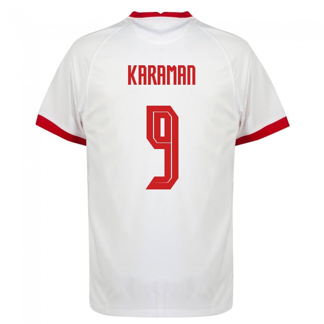 Női Török labdarúgó-válogatott Kenan Karaman #9 Hazai Fehér 2021 Mez Póló Ing
