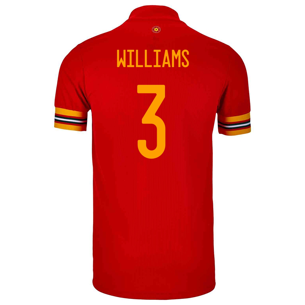 Női Walesi labdarúgó-válogatott Neco Williams #3 Hazai Piros 2021 Mez Póló Ing