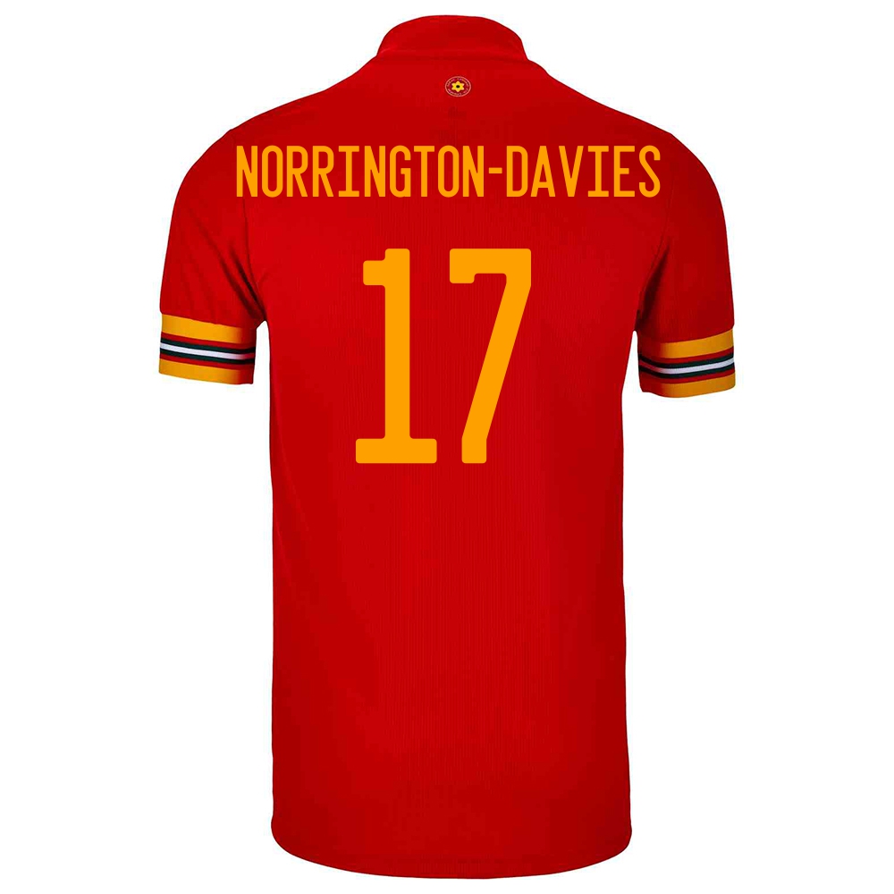 Női Walesi labdarúgó-válogatott Rhys Norrington-Davies #17 Hazai Piros 2021 Mez Póló Ing