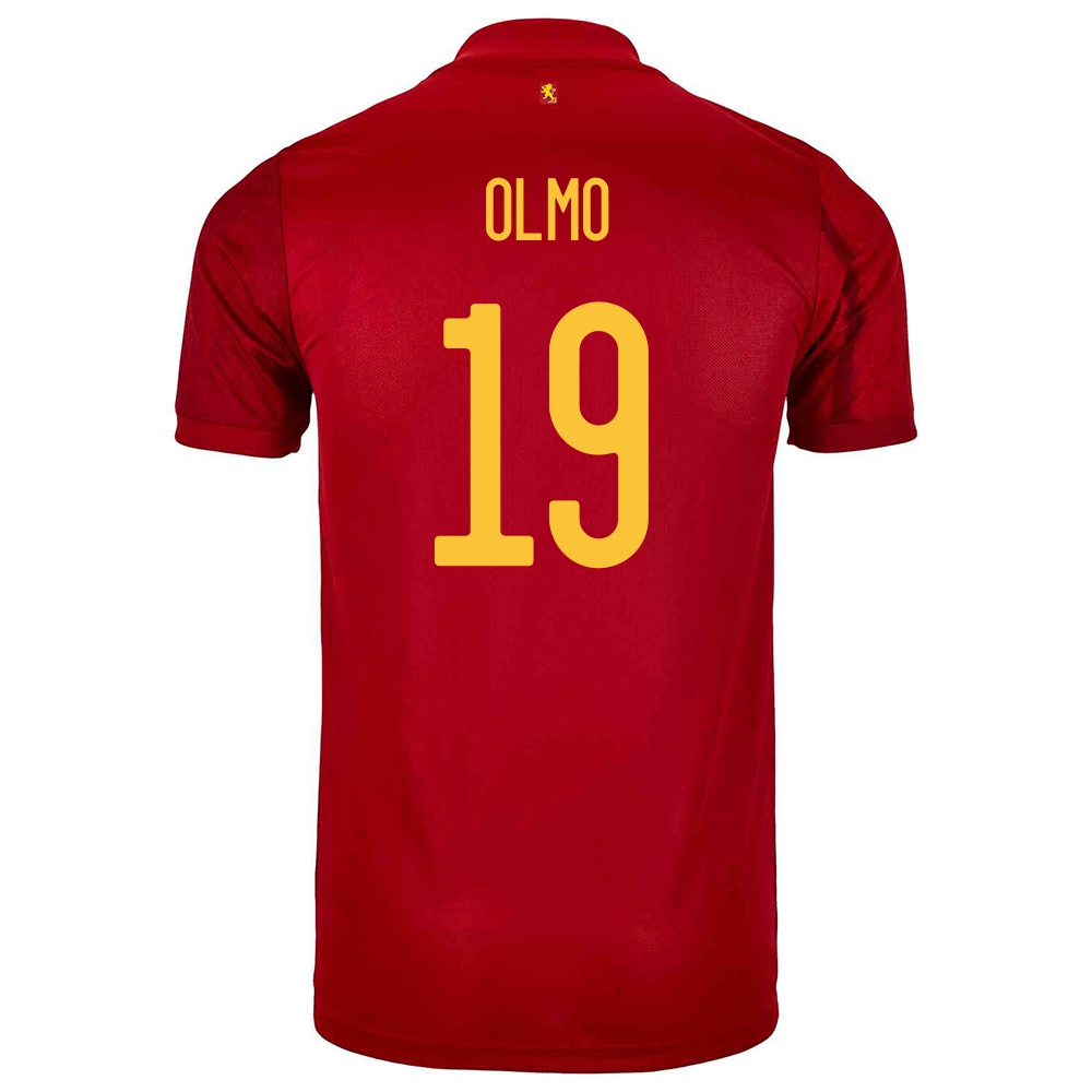 Női Spanyol labdarúgó-válogatott Dani Olmo #19 Hazai Piros 2021 Mez Póló Ing