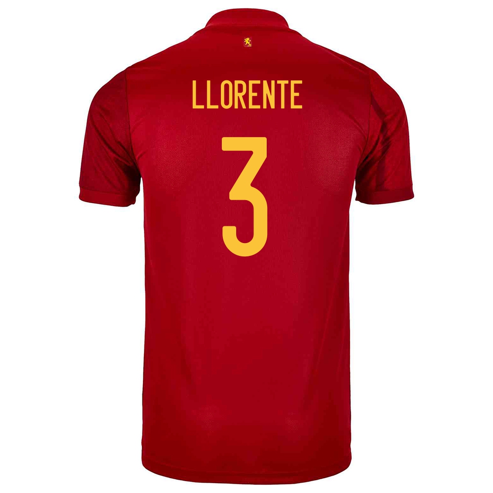 Férfi Spanyol Labdarúgó-válogatott Diego Llorente #3 Hazai Piros 2021 Mez Póló Ing