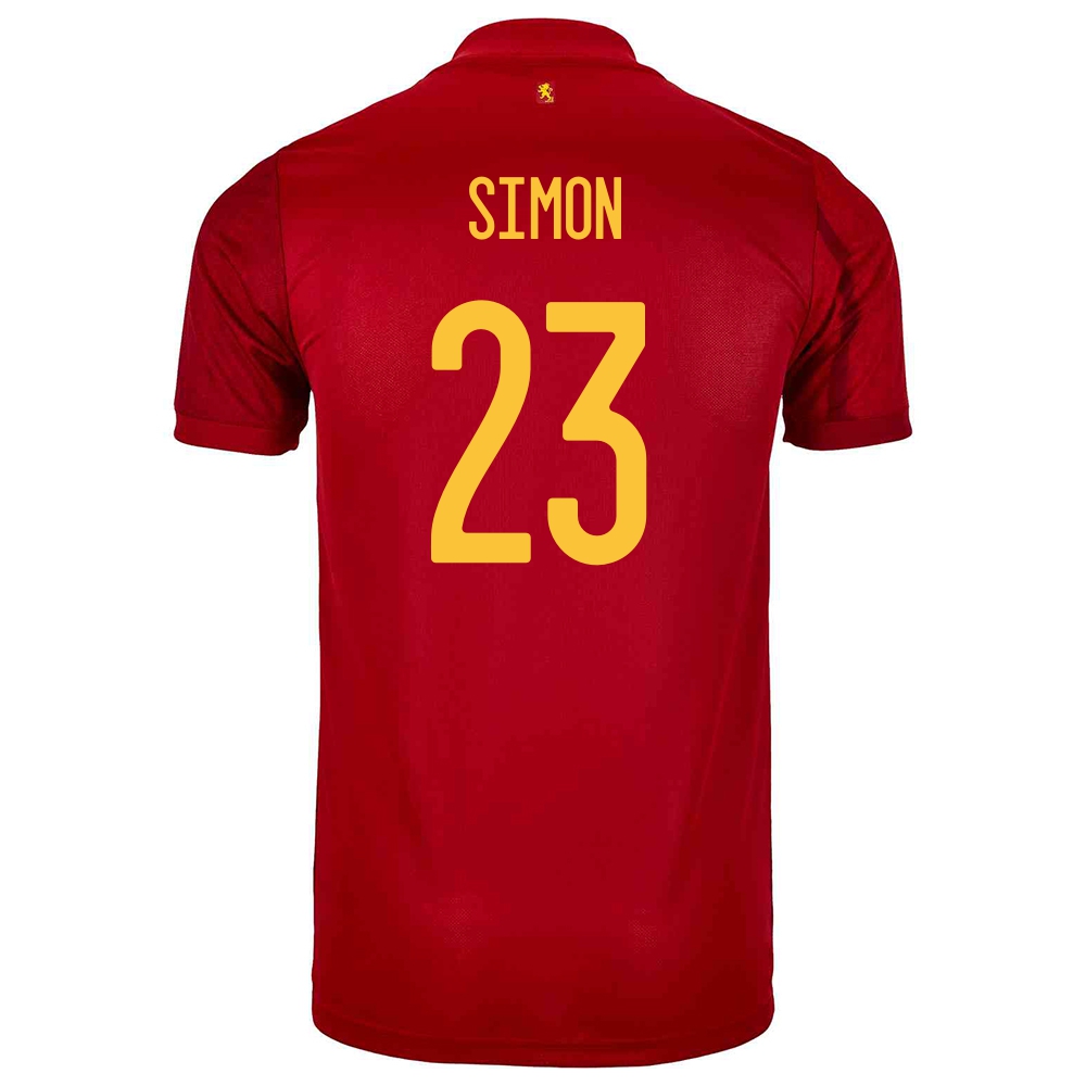 Női Spanyol labdarúgó-válogatott Unai Simon #23 Hazai Piros 2021 Mez Póló Ing