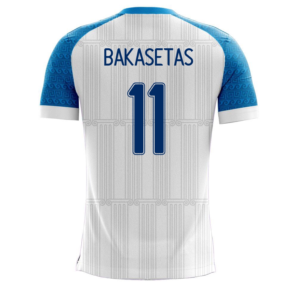 Női Görög labdarúgó-válogatott Anastasios Bakasetas #11 Hazai Fehér 2021 Mez Póló Ing