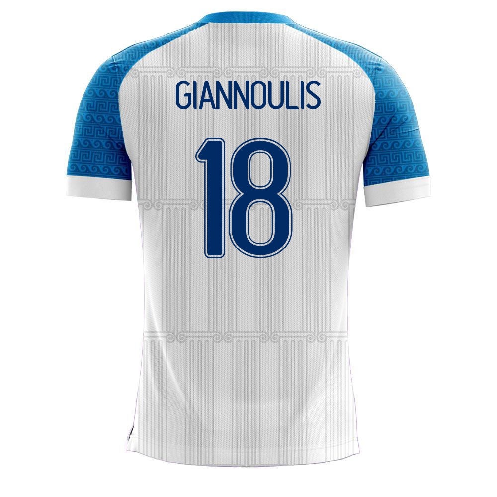 Női Görög labdarúgó-válogatott Dimitrios Giannoulis #18 Hazai Fehér 2021 Mez Póló Ing