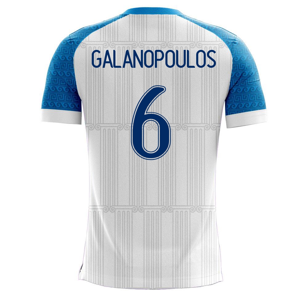 Női Görög Labdarúgó-válogatott Konstantinos Galanopoulos #6 Hazai Fehér 2021 Mez Póló Ing