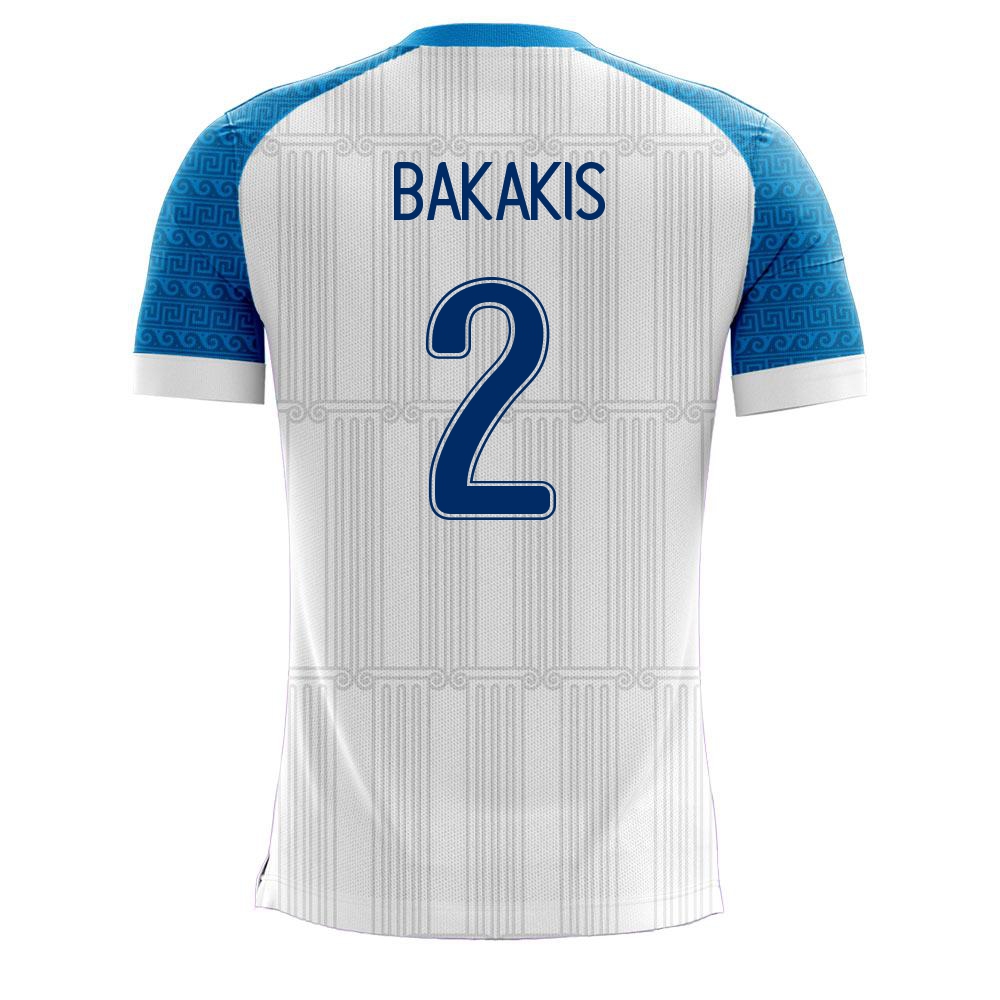 Női Görög Labdarúgó-válogatott Michalis Bakakis #2 Hazai Fehér 2021 Mez Póló Ing