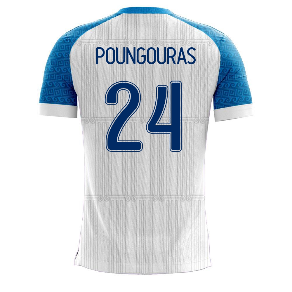 Női Görög labdarúgó-válogatott Achilleas Poungouras #24 Hazai Fehér 2021 Mez Póló Ing