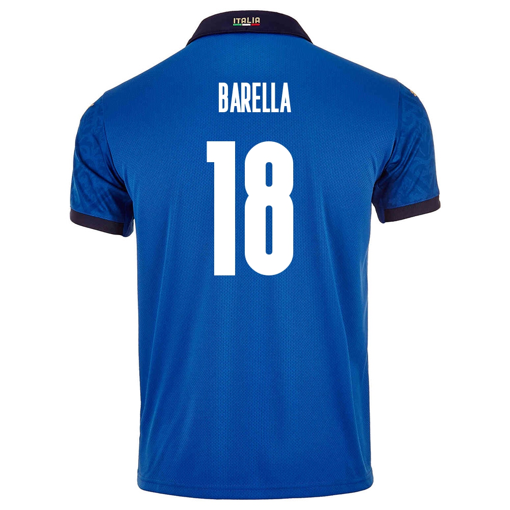 Női Olasz labdarúgó-válogatott Nicolo Barella #18 Hazai Kék 2021 Mez Póló Ing