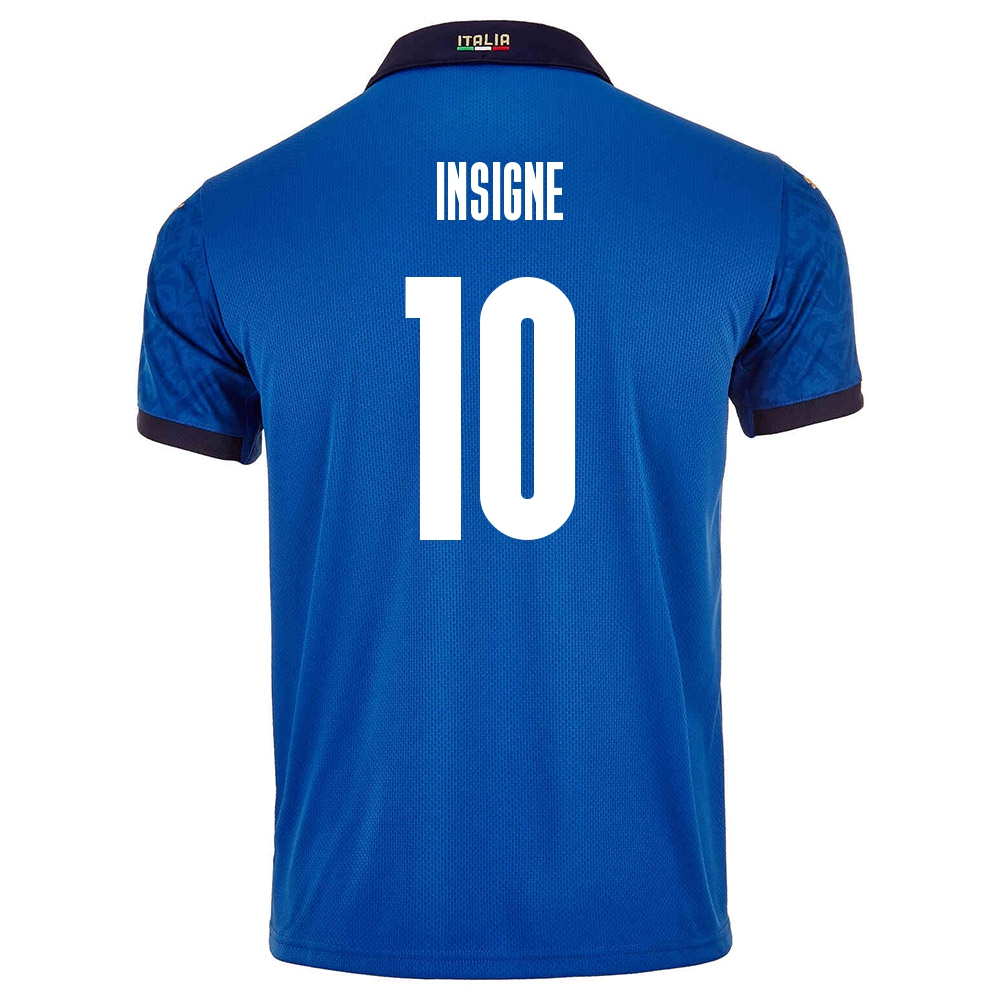 Férfi Olasz Labdarúgó-válogatott Lorenzo Insigne #10 Hazai Kék 2021 Mez Póló Ing