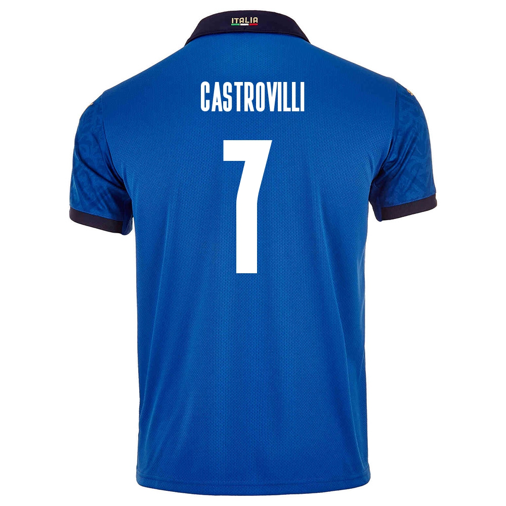 Női Olasz labdarúgó-válogatott Gaetano Castrovilli #7 Hazai Kék 2021 Mez Póló Ing