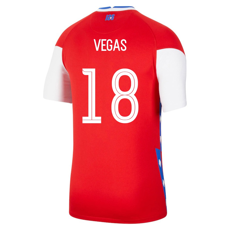 Női Chilei labdarúgó-válogatott Sebastian Vegas #18 Hazai Piros 2021 Mez Póló Ing