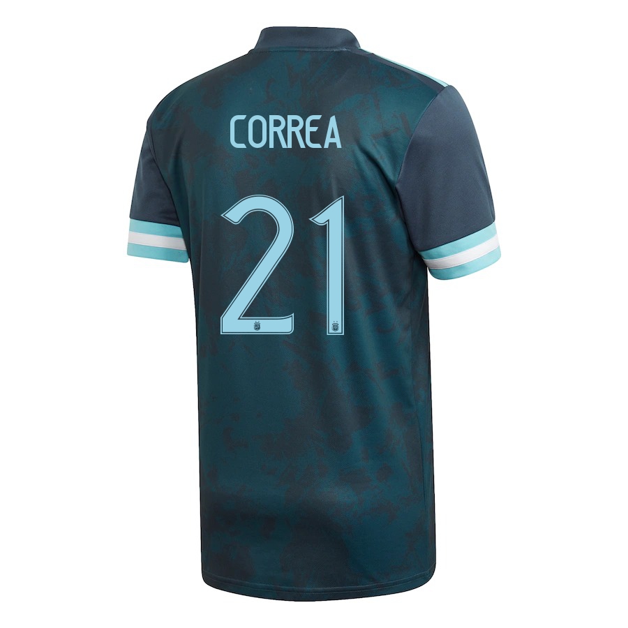 Női Argentin labdarúgó-válogatott Angel Correa #21 Idegenbeli Sötétkék 2021 Mez Póló Ing