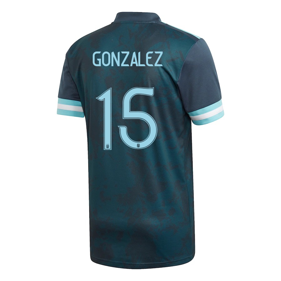 Női Argentin labdarúgó-válogatott Nicolas Gonzalez #15 Idegenbeli Sötétkék 2021 Mez Póló Ing