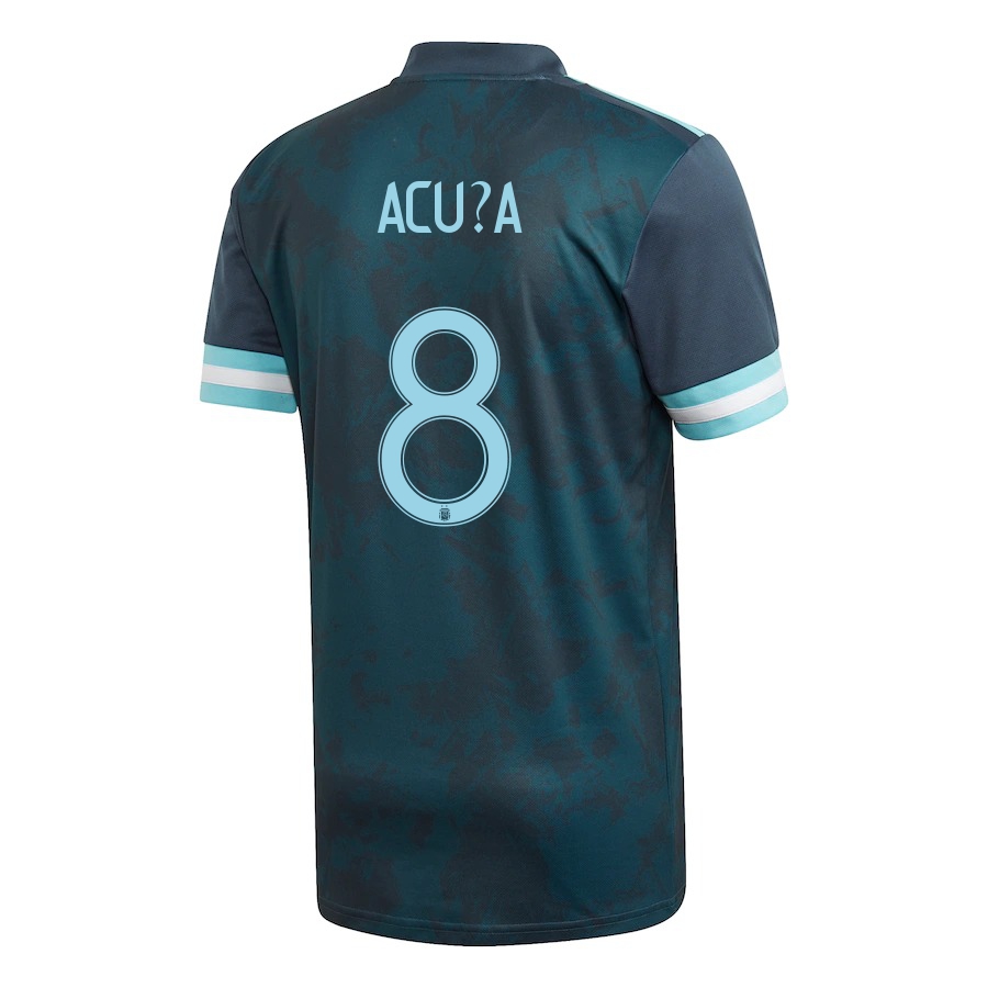 Női Argentin labdarúgó-válogatott Marcos Acuña #8 Idegenbeli Sötétkék 2021 Mez Póló Ing