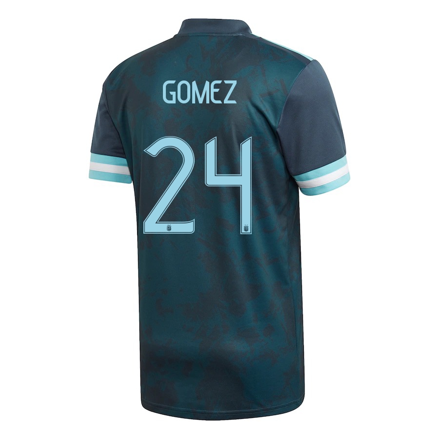 Női Argentin labdarúgó-válogatott Papu Gomez #24 Idegenbeli Sötétkék 2021 Mez Póló Ing
