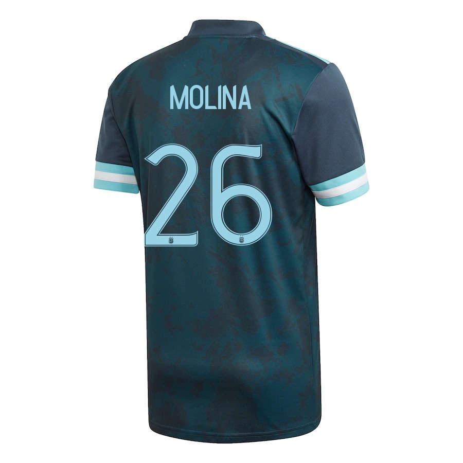 Női Argentin labdarúgó-válogatott Nahuel Molina #26 Idegenbeli Sötétkék 2021 Mez Póló Ing