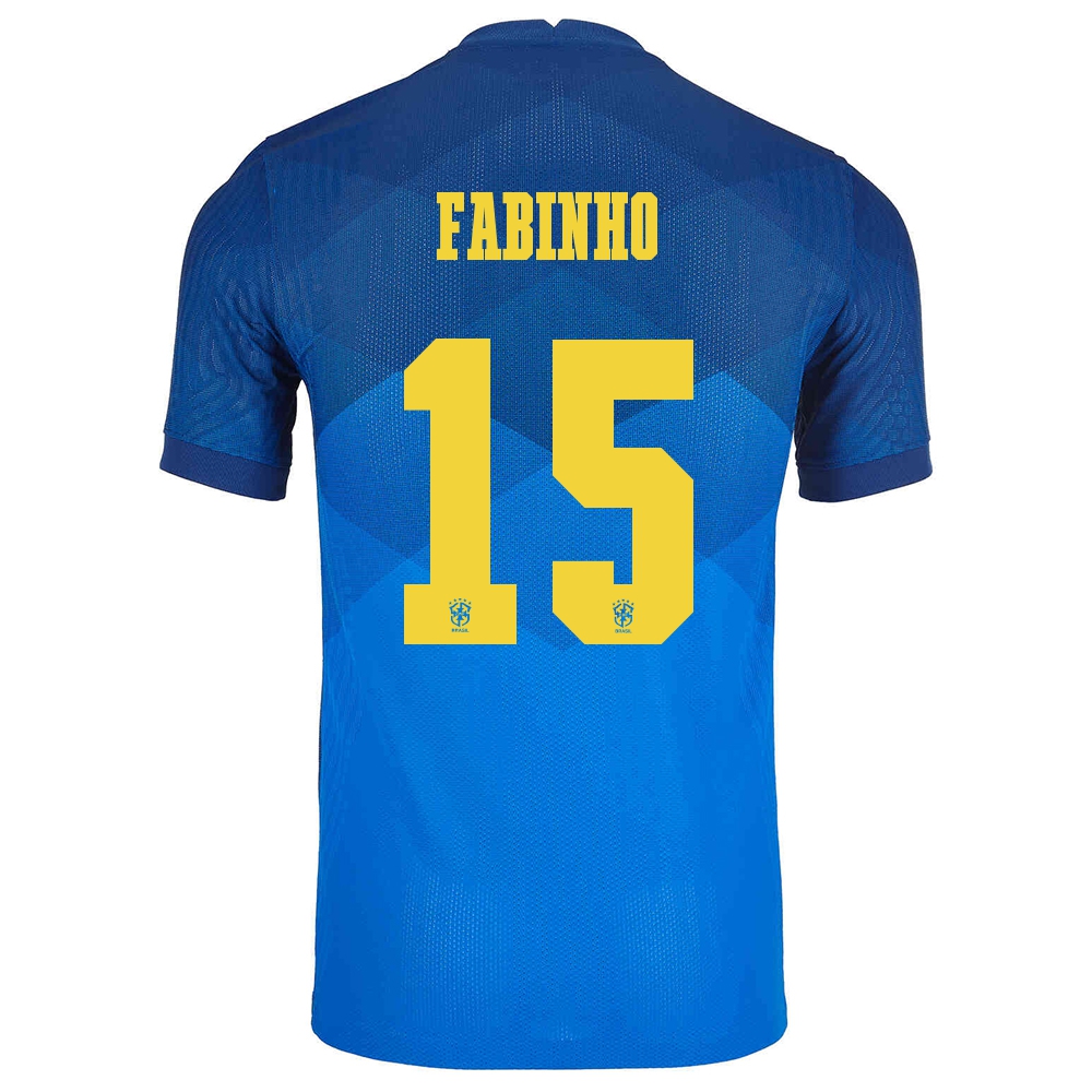 Női Brazil labdarúgó-válogatott Fabinho #15 Idegenbeli Kék 2021 Mez Póló Ing