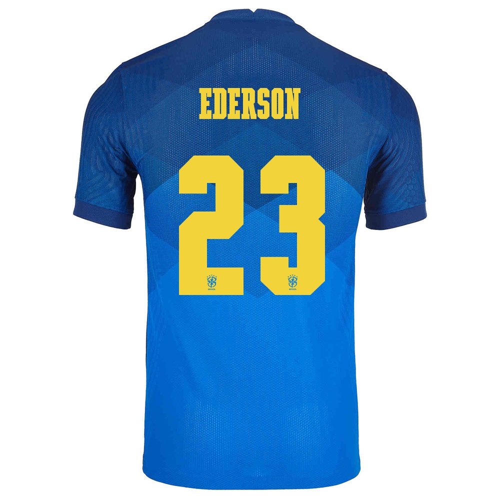 Női Brazil labdarúgó-válogatott Ederson #23 Idegenbeli Kék 2021 Mez Póló Ing