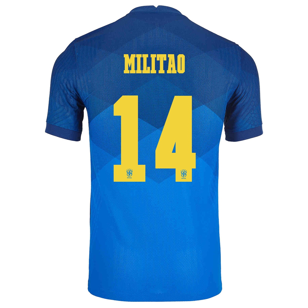 Női Brazil labdarúgó-válogatott Eder Militao #14 Idegenbeli Kék 2021 Mez Póló Ing