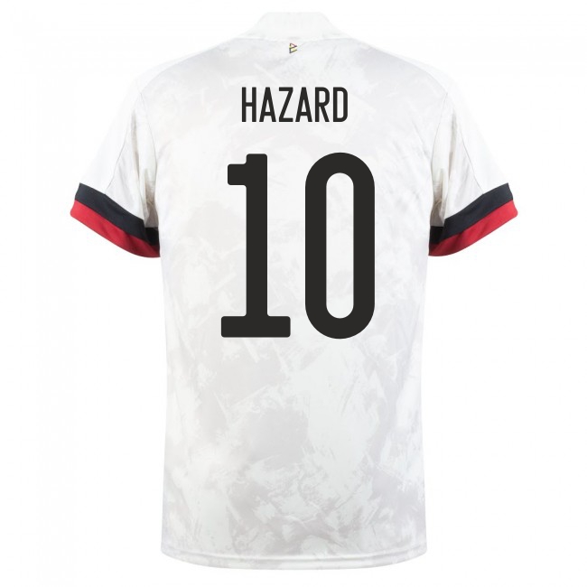 Női Belga labdarúgó-válogatott Eden Hazard #10 Idegenbeli Fehér fekete 2021 Mez Póló Ing