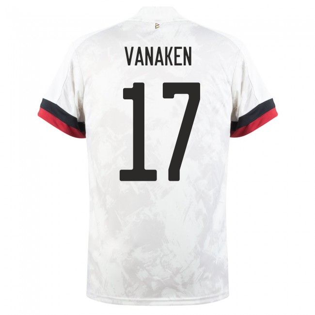 Női Belga labdarúgó-válogatott Hans Vanaken #17 Idegenbeli Fehér fekete 2021 Mez Póló Ing