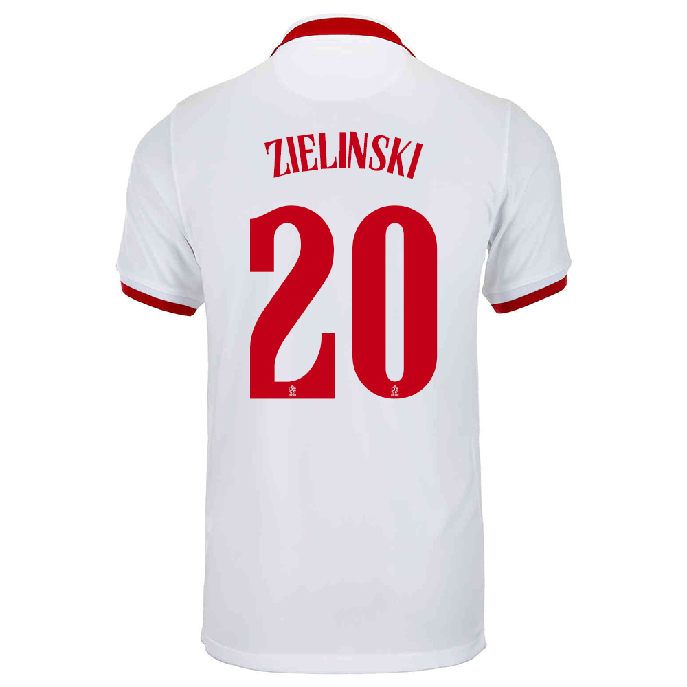 Női Lengyel labdarúgó-válogatott Piotr Zielinski #20 Idegenbeli Fehér 2021 Mez Póló Ing