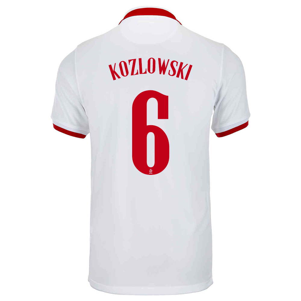 Női Lengyel labdarúgó-válogatott Kacper Kozlowski #6 Idegenbeli Fehér 2021 Mez Póló Ing