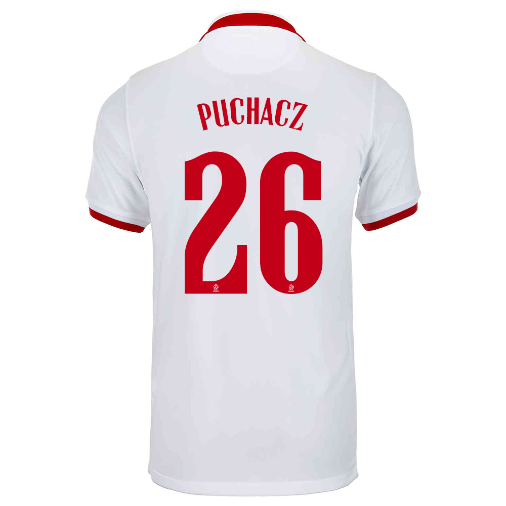 Női Lengyel labdarúgó-válogatott Tymoteusz Puchacz #26 Idegenbeli Fehér 2021 Mez Póló Ing