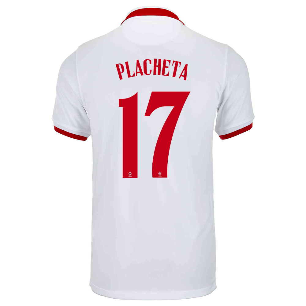 Női Lengyel labdarúgó-válogatott Przemyslaw Placheta #17 Idegenbeli Fehér 2021 Mez Póló Ing