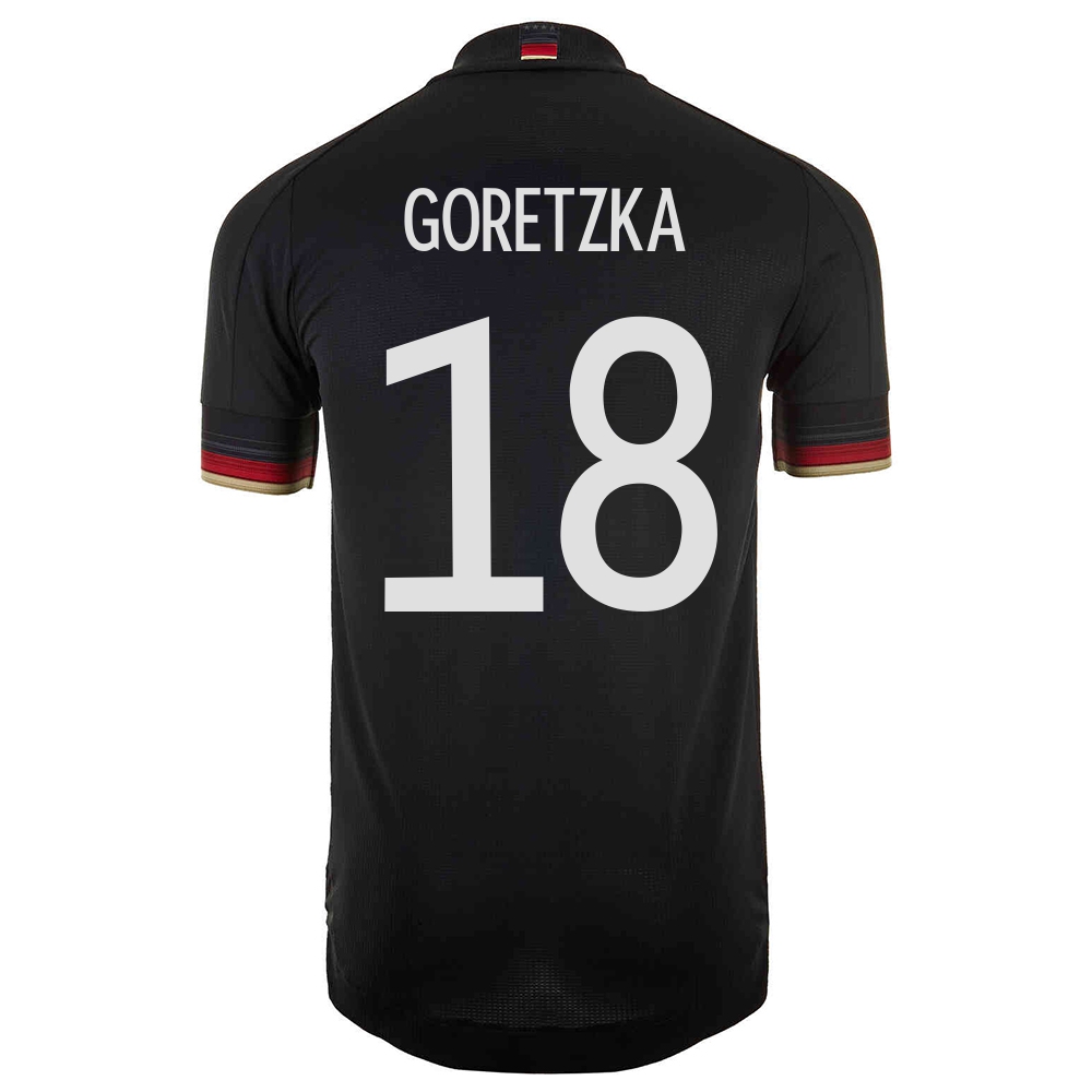 Női Német labdarúgó-válogatott Leon Goretzka #18 Idegenbeli Fekete 2021 Mez Póló Ing