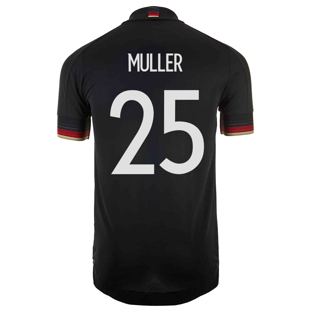 Női Német labdarúgó-válogatott Thomas Muller #25 Idegenbeli Fekete 2021 Mez Póló Ing
