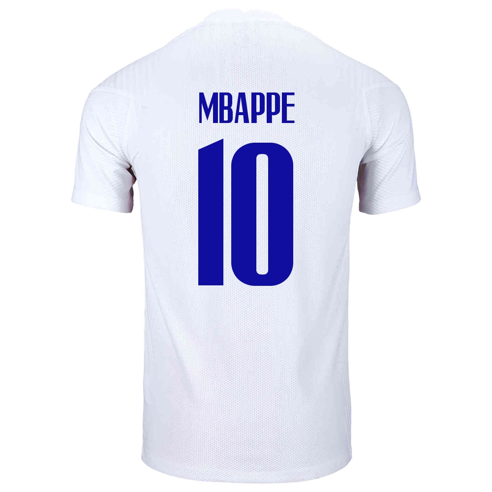 Női Francia labdarúgó-válogatott Kylian Mbappe #10 Idegenbeli Fehér 2021 Mez Póló Ing