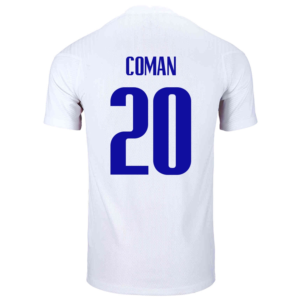 Női Francia labdarúgó-válogatott Kingsley Coman #20 Idegenbeli Fehér 2021 Mez Póló Ing