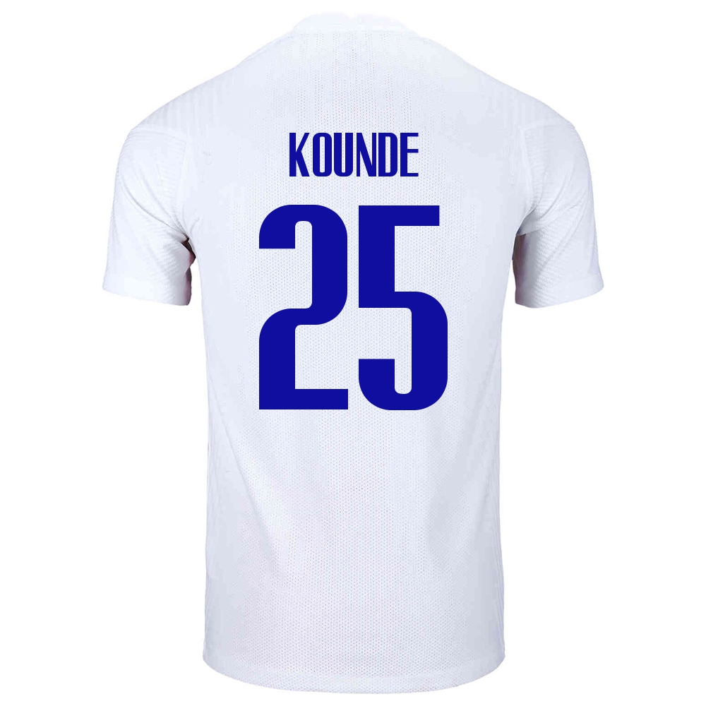 Női Francia labdarúgó-válogatott Jules Kounde #25 Idegenbeli Fehér 2021 Mez Póló Ing
