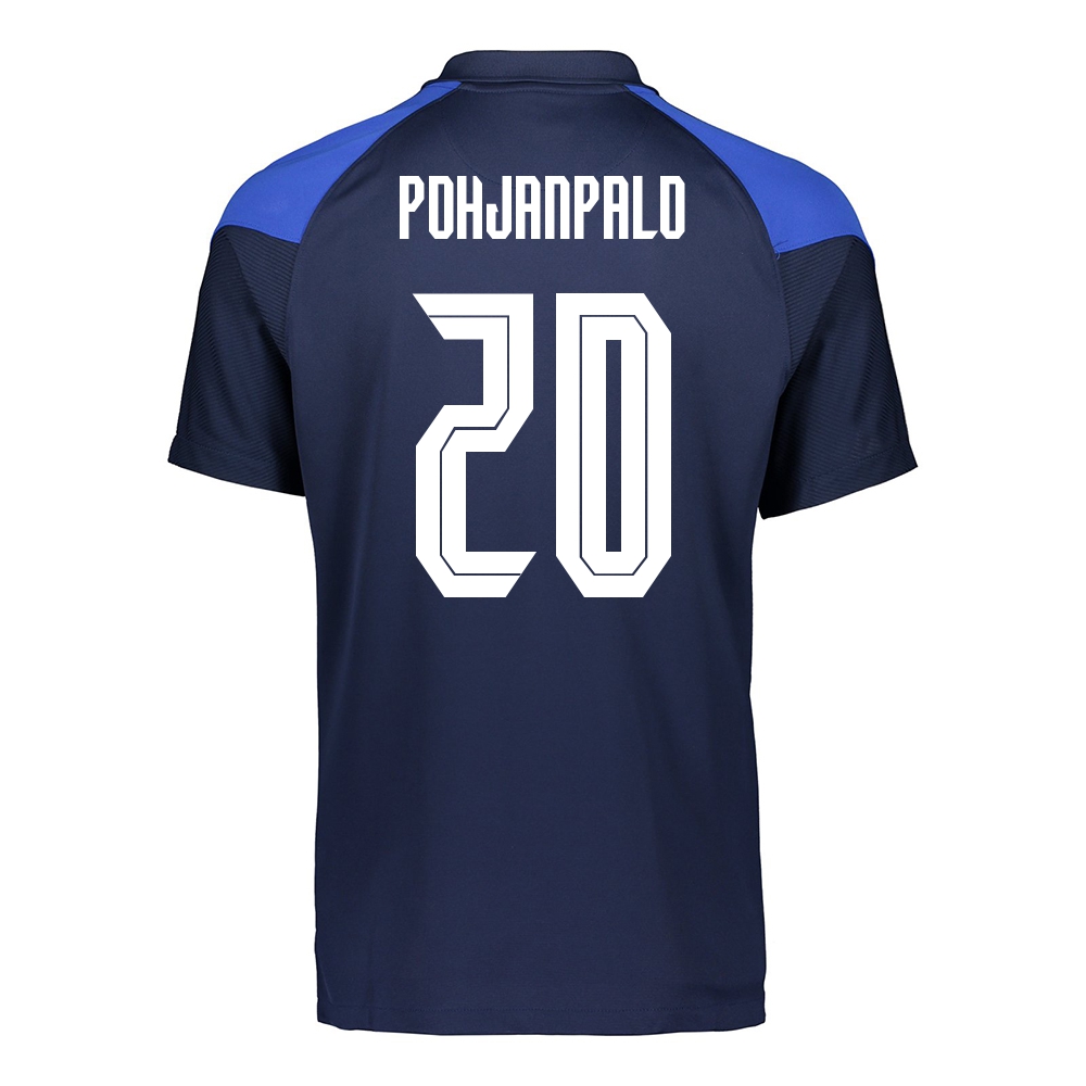 Női Finn labdarúgó-válogatott Joel Pohjanpalo #20 Idegenbeli Sötétkék 2021 Mez Póló Ing