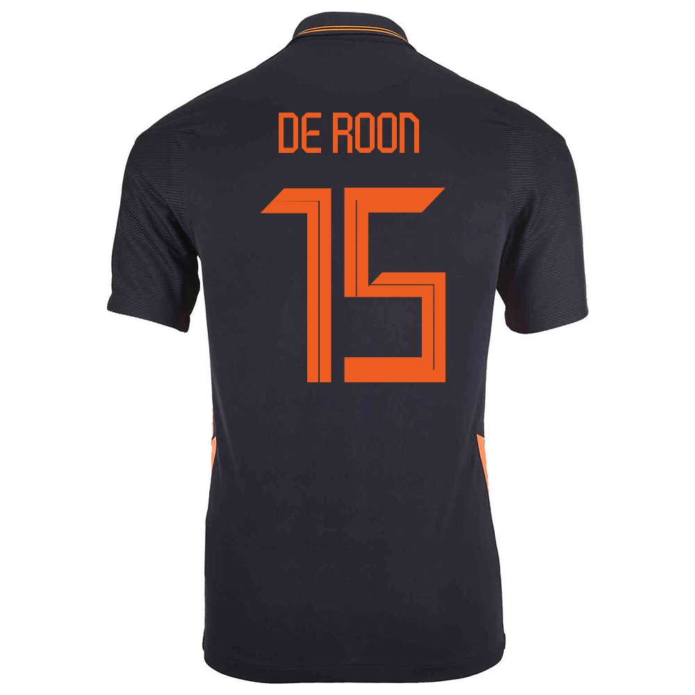 Női Holland labdarúgó-válogatott Marten de Roon #15 Idegenbeli Fekete 2021 Mez Póló Ing