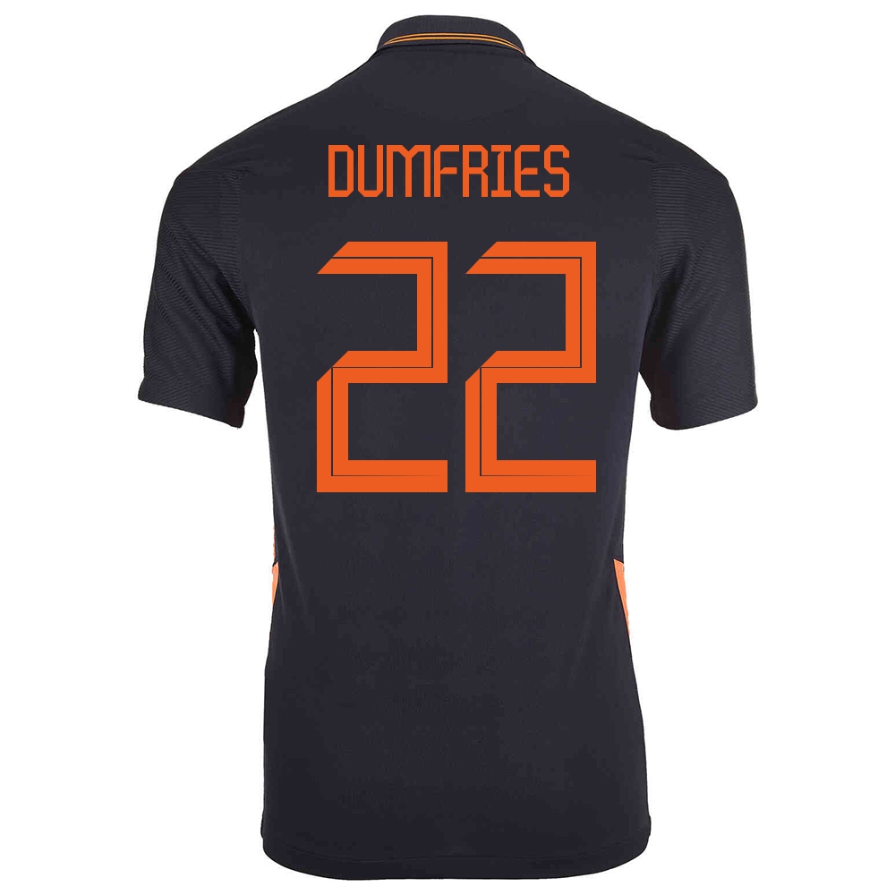 Női Holland Labdarúgó-válogatott Denzel Dumfries #22 Idegenbeli Fekete 2021 Mez Póló Ing