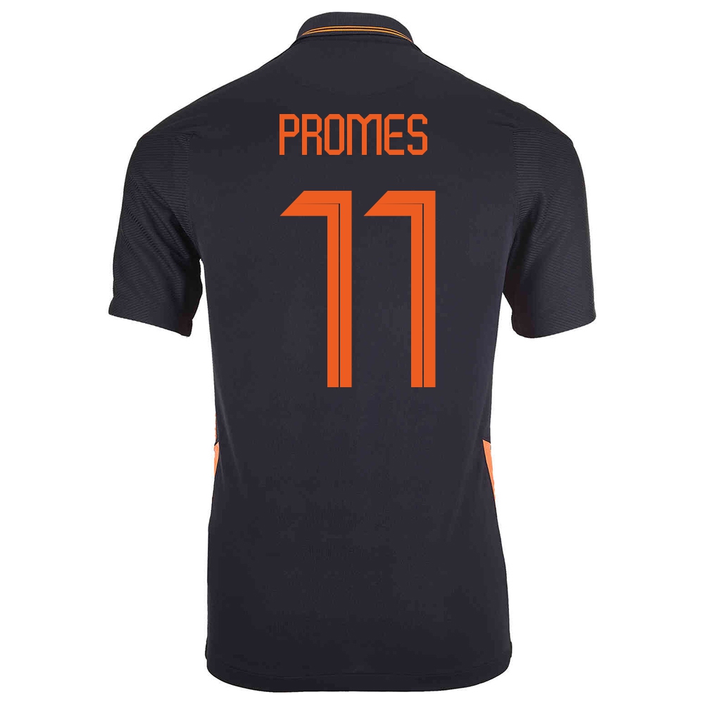 Női Holland labdarúgó-válogatott Quincy Promes #11 Idegenbeli Fekete 2021 Mez Póló Ing