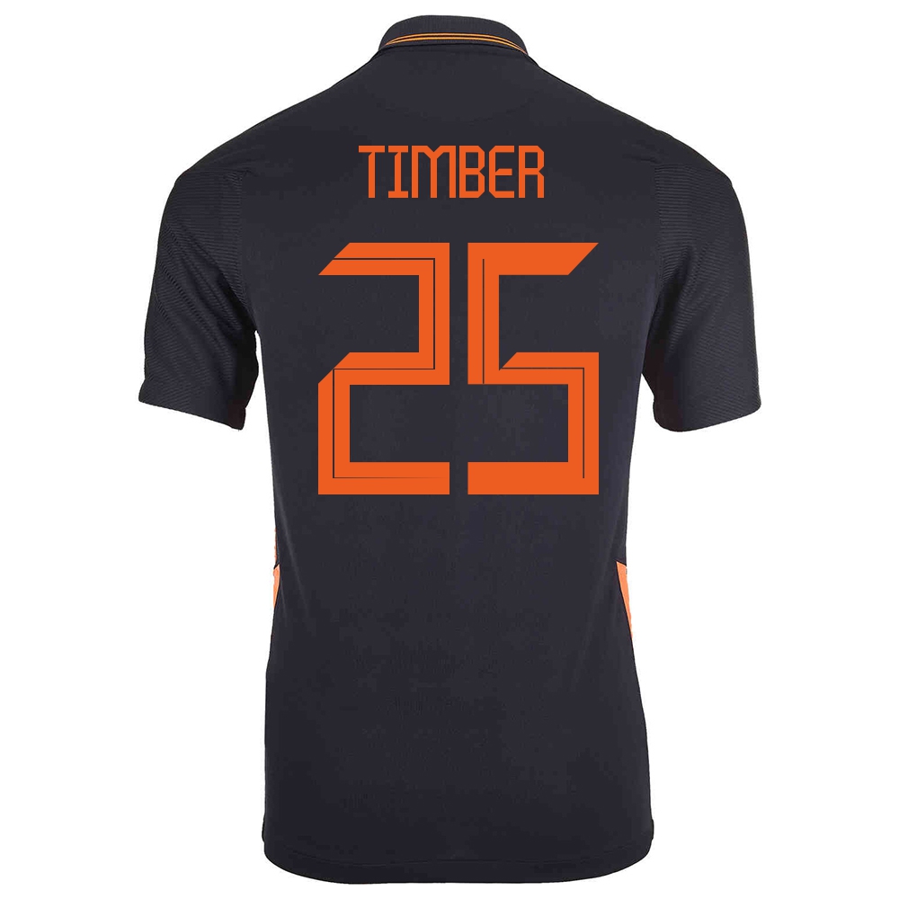 Női Holland labdarúgó-válogatott Jurrien Timber #25 Idegenbeli Fekete 2021 Mez Póló Ing