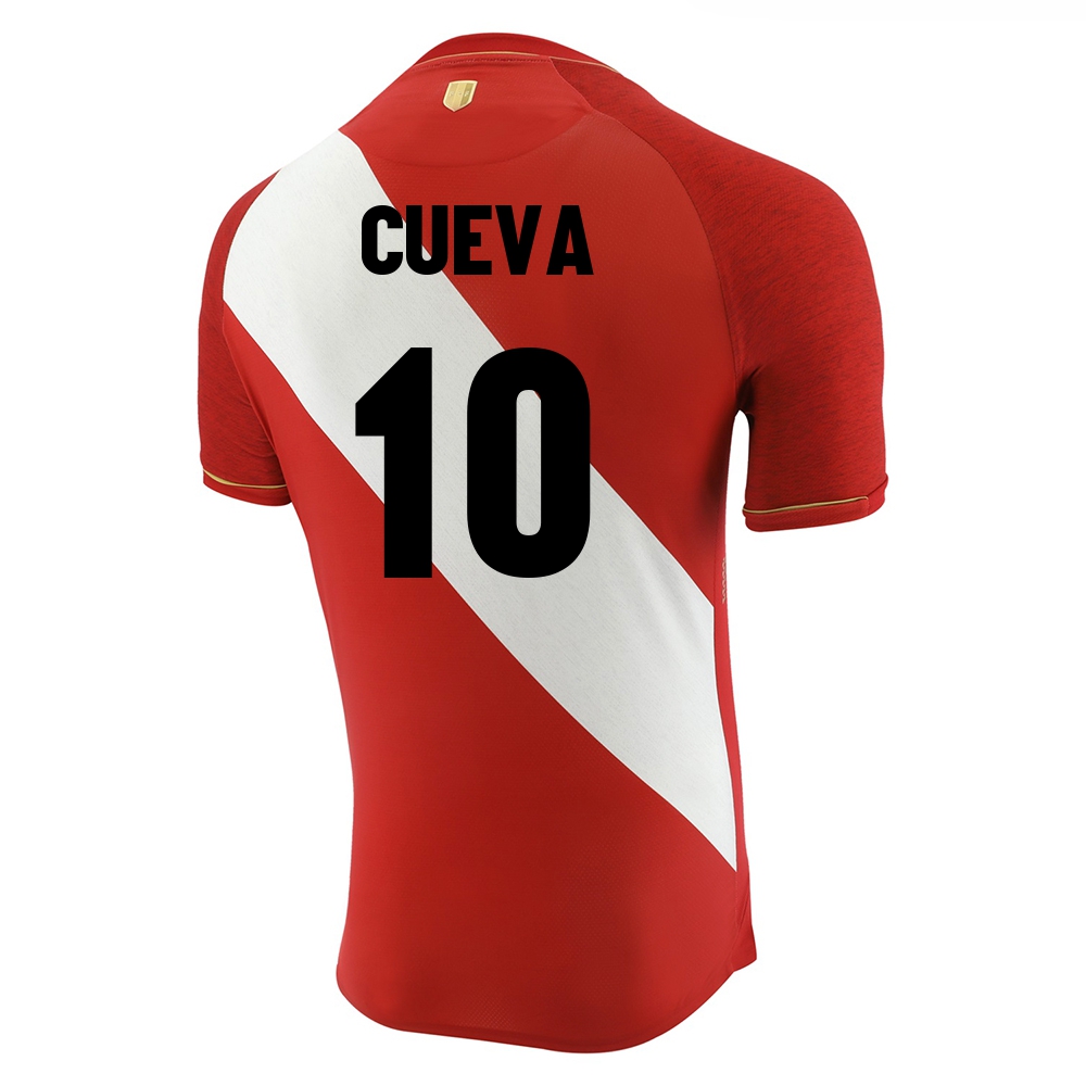 Női Perui labdarúgó-válogatott Christian Cueva #10 Idegenbeli Piros fehér 2021 Mez Póló Ing