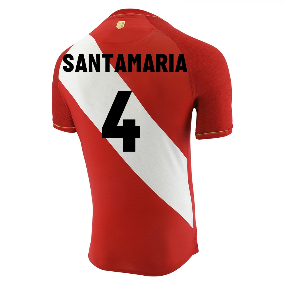 Női Perui labdarúgó-válogatott Anderson Santamaria #4 Idegenbeli Piros fehér 2021 Mez Póló Ing