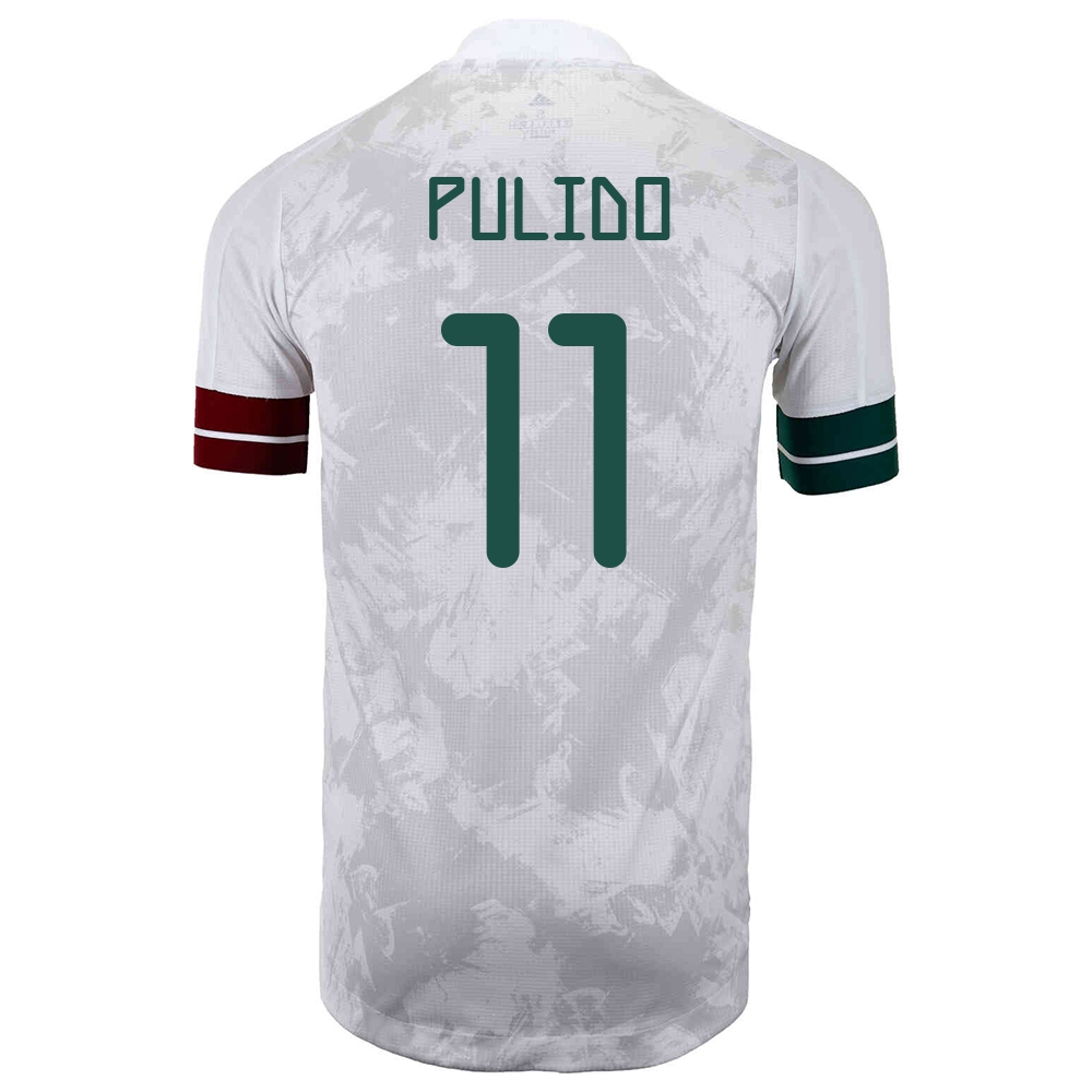 Női Mexikói labdarúgó-válogatott Alan Pulido #11 Idegenbeli Fehér fekete 2021 Mez Póló Ing