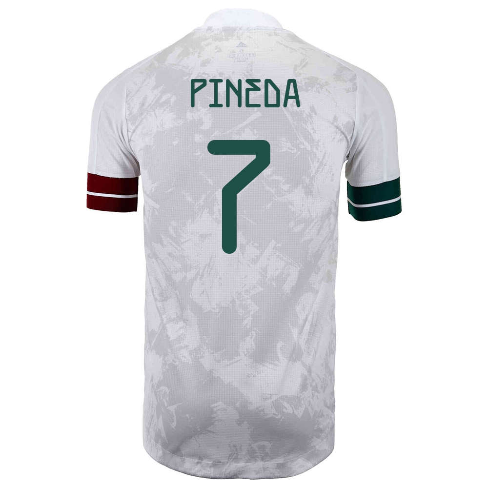 Női Mexikói labdarúgó-válogatott Orbelin Pineda #7 Idegenbeli Fehér fekete 2021 Mez Póló Ing