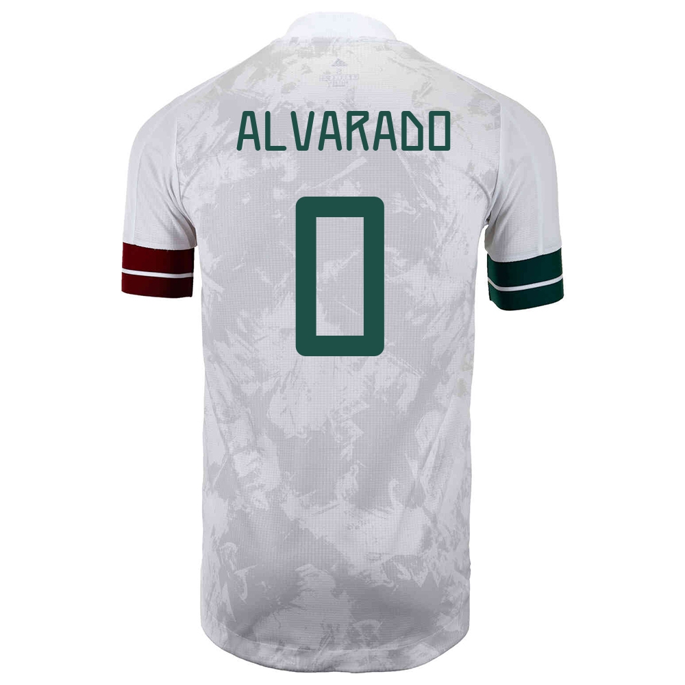 Női Mexikói labdarúgó-válogatott Roberto Alvarado #0 Idegenbeli Fehér fekete 2021 Mez Póló Ing