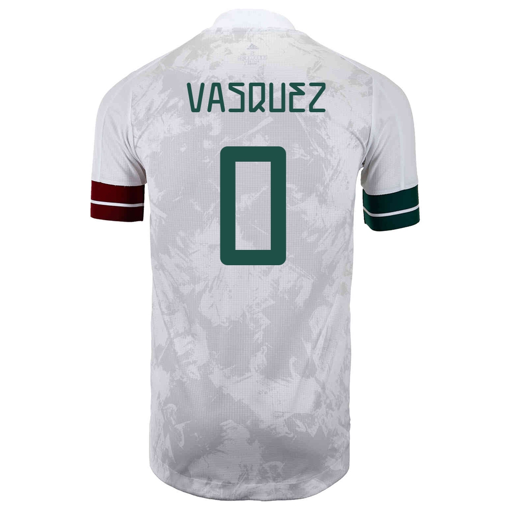 Női Mexikói labdarúgó-válogatott Johan Vasquez #0 Idegenbeli Fehér fekete 2021 Mez Póló Ing