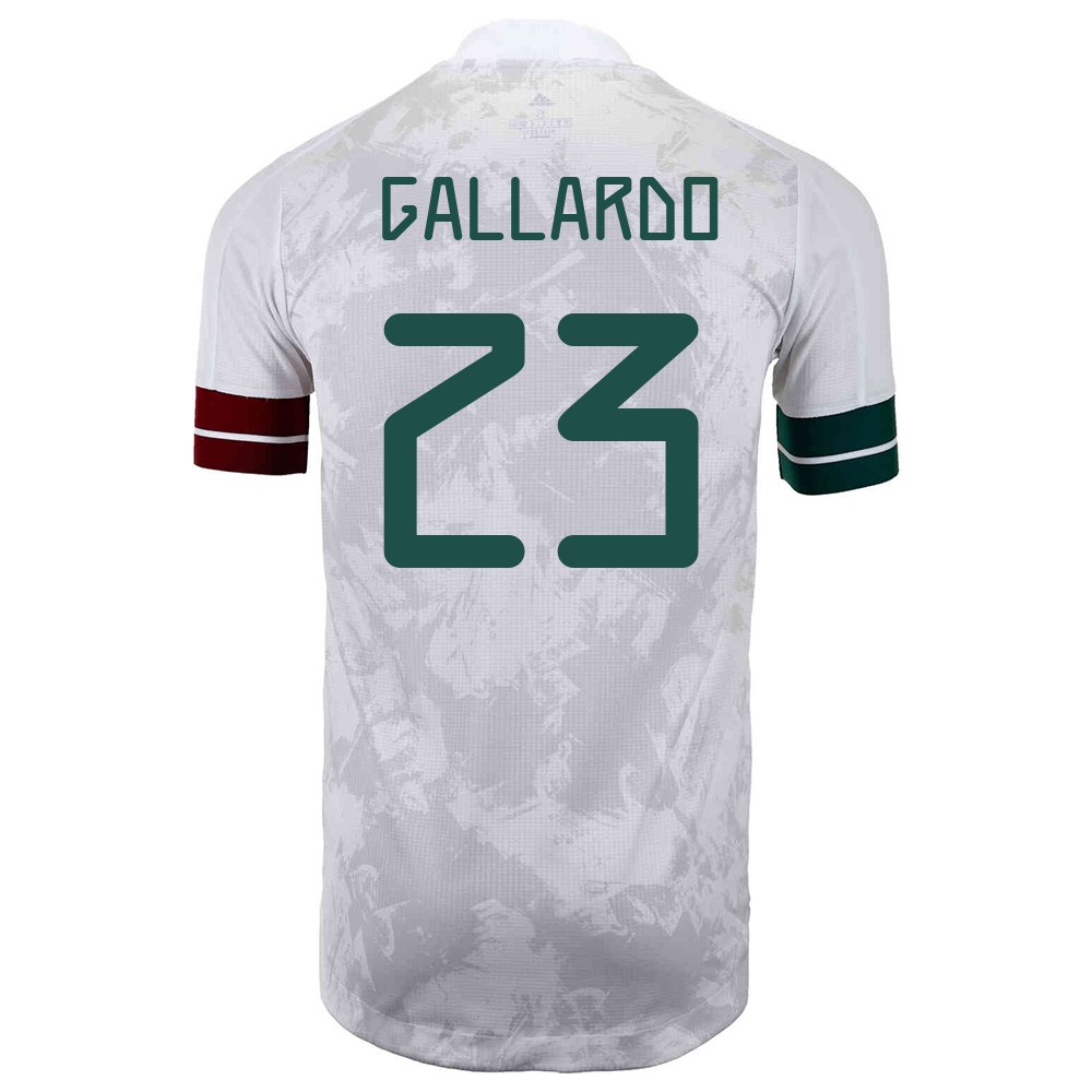 Női Mexikói labdarúgó-válogatott Jesus Gallardo #23 Idegenbeli Fehér fekete 2021 Mez Póló Ing