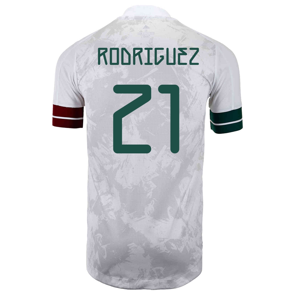 Női Mexikói labdarúgó-válogatott Luis Rodriguez #21 Idegenbeli Fehér fekete 2021 Mez Póló Ing