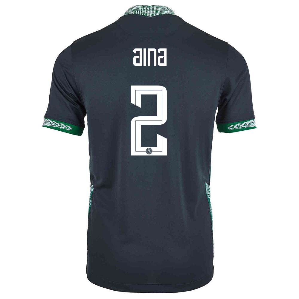 Női Nigériai labdarúgó-válogatott Ola Aina #2 Idegenbeli Fekete 2021 Mez Póló Ing